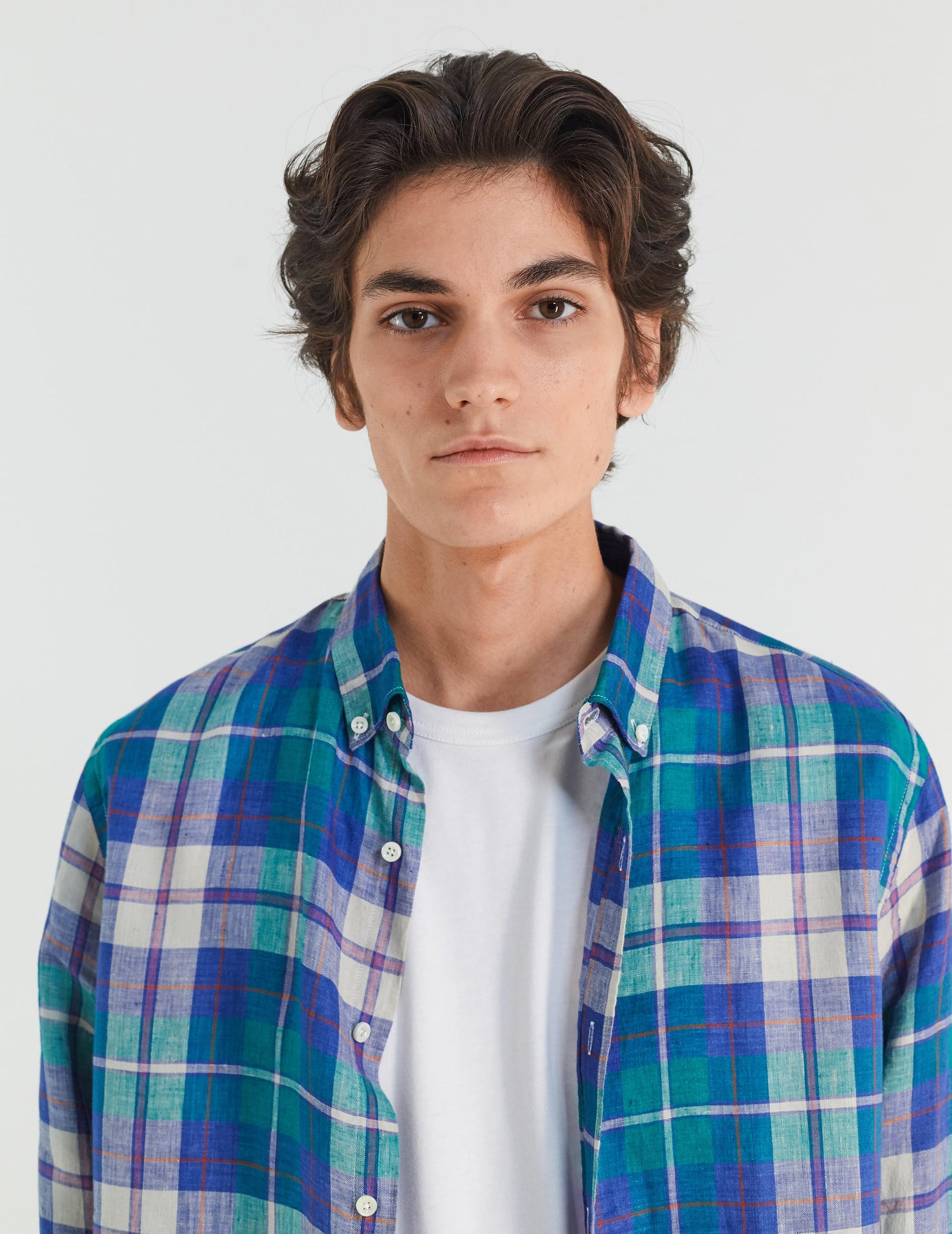 Gaspard linen shirt with blue checks - Linen - American Collar#5
