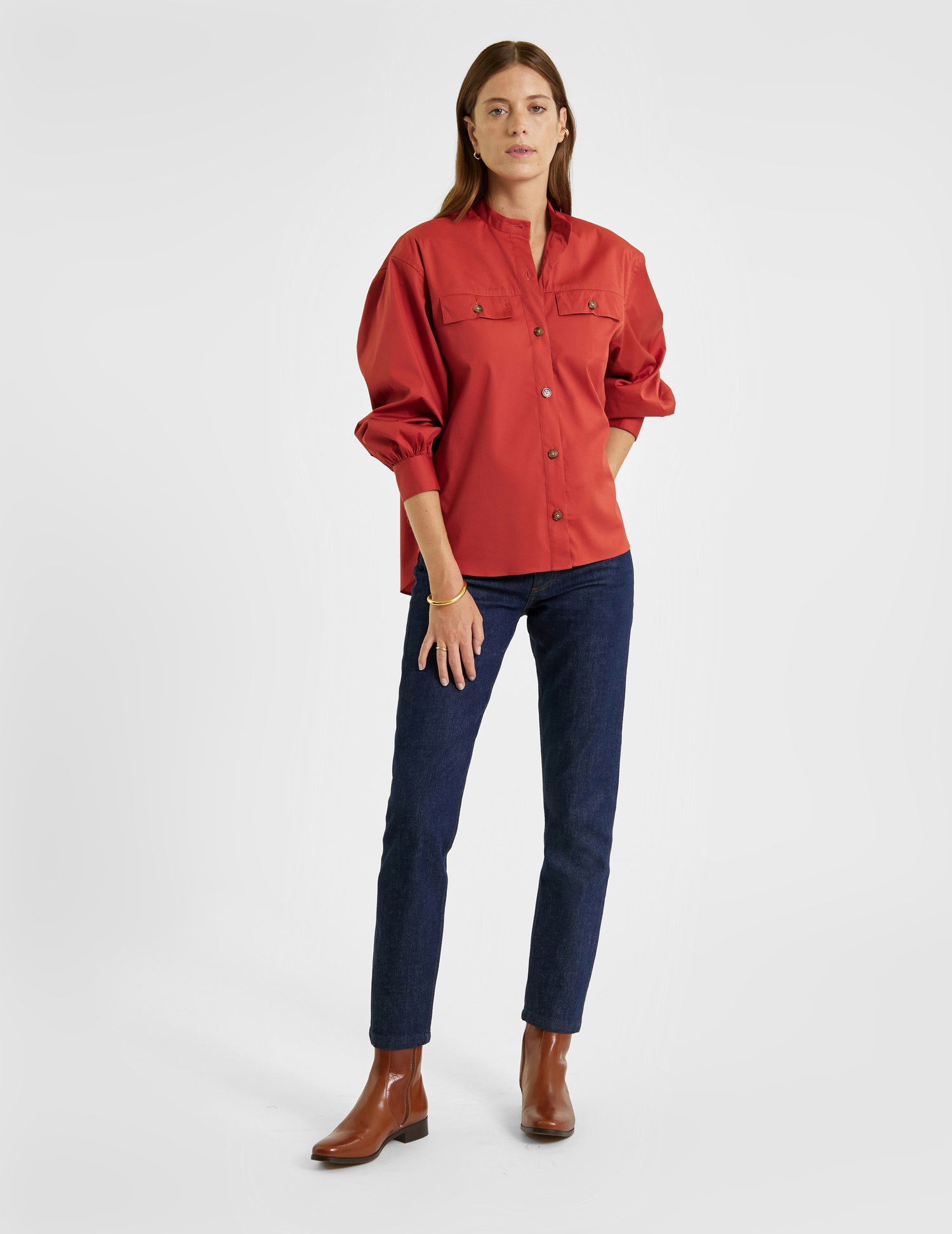 Eloïse terracotta oversized shirt - Poplin#4